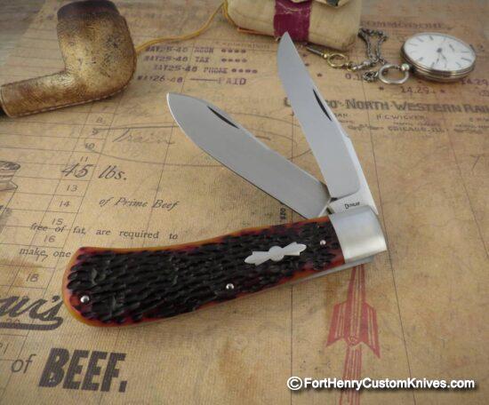 Jim Dunlap - Custom XL Two Blade Trapper - Jigged Bone