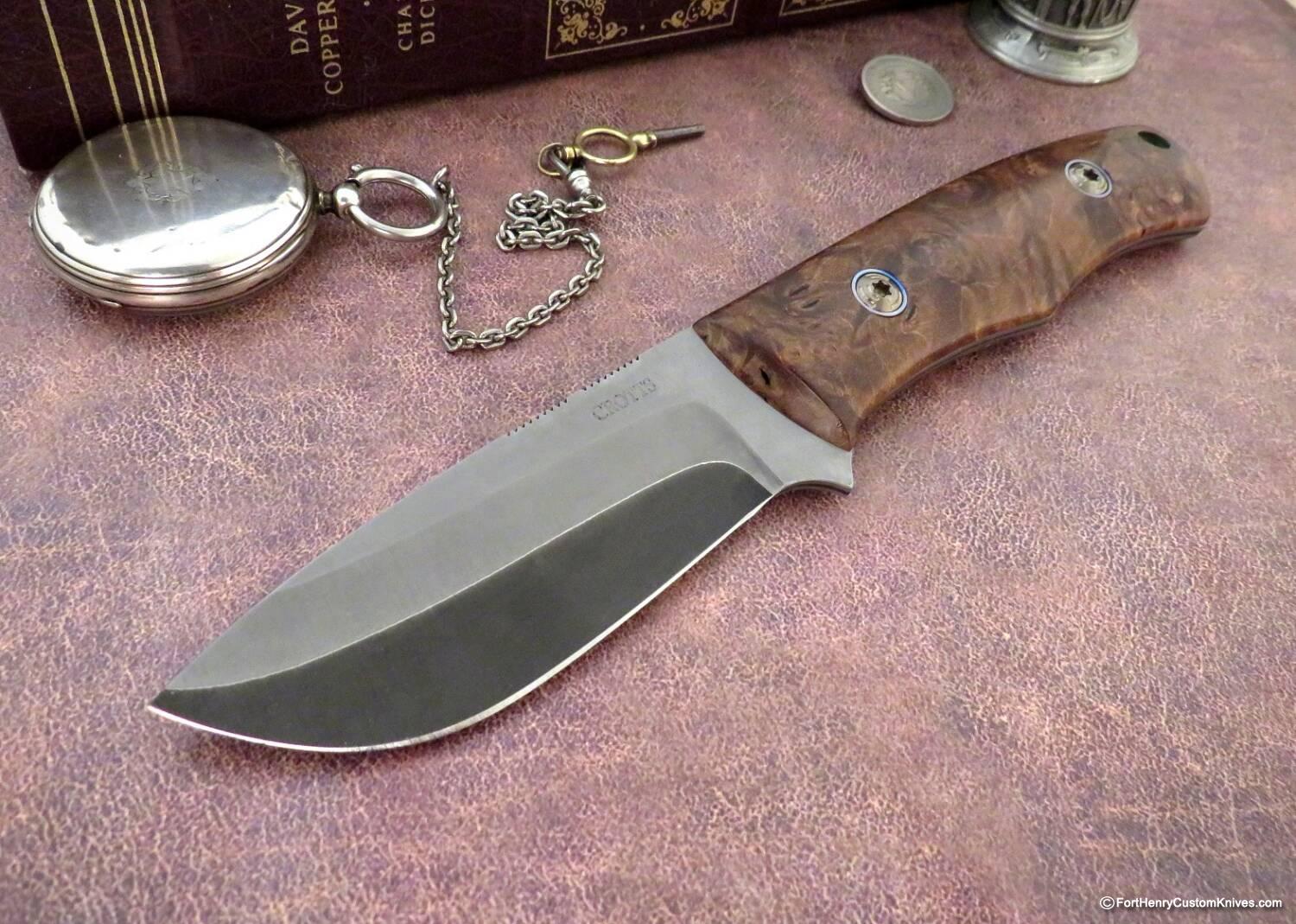 Dan Crotts - Rare Drop Point Hunter - Forged San Mai - Maple Burl