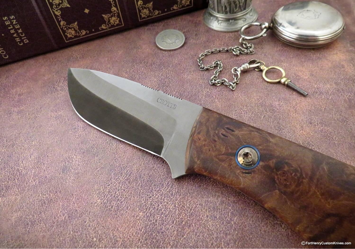 Dan Crotts - Rare Drop Point Hunter - Forged San Mai - Maple Burl - Image 2