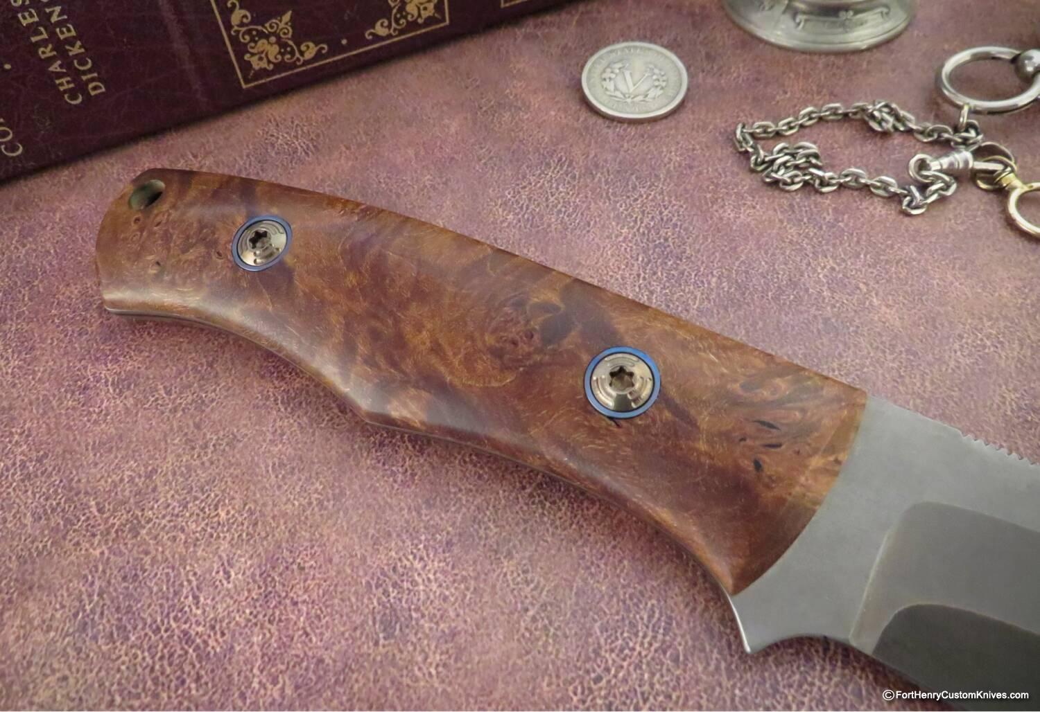 Dan Crotts - Rare Drop Point Hunter - Forged San Mai - Maple Burl - Image 4