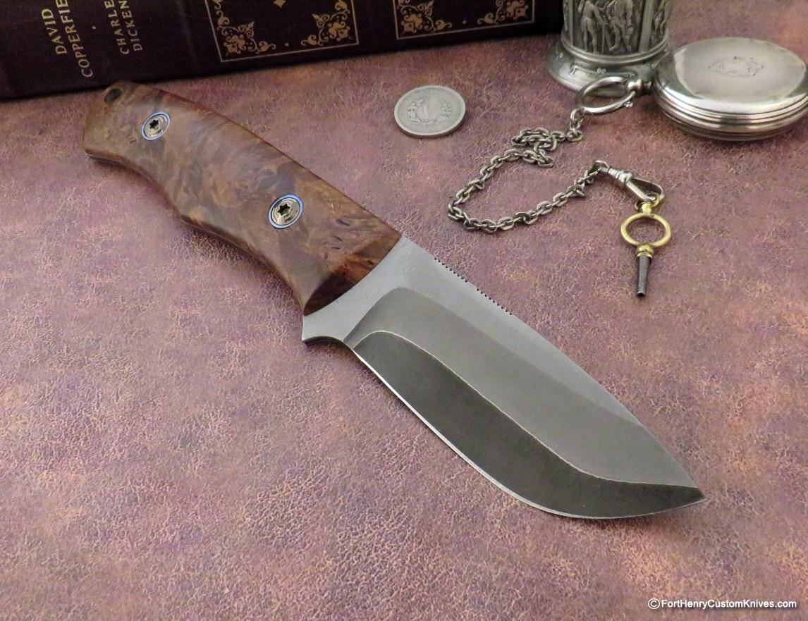 Dan Crotts - Rare Drop Point Hunter - Forged San Mai - Maple Burl - Image 5