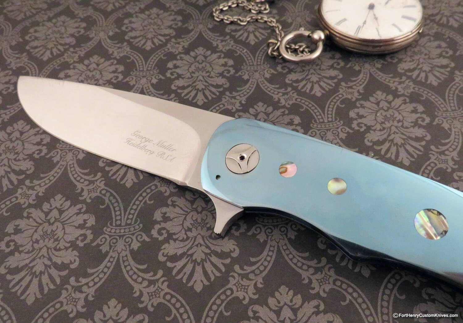 George Muller - LL-B Presentation Framelock Flipper - MOP Inlays - Image 2