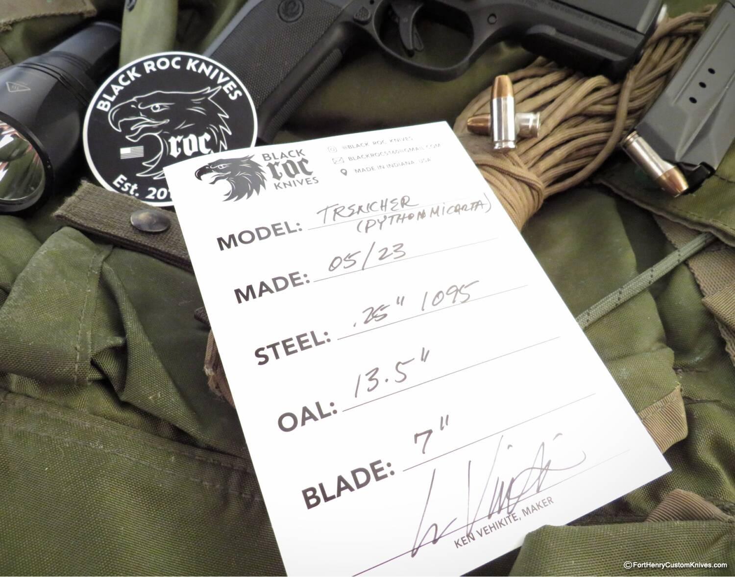 Ken Vehikite / Black Roc Knives - NEW Model - Custom Trencher Python - Image 8