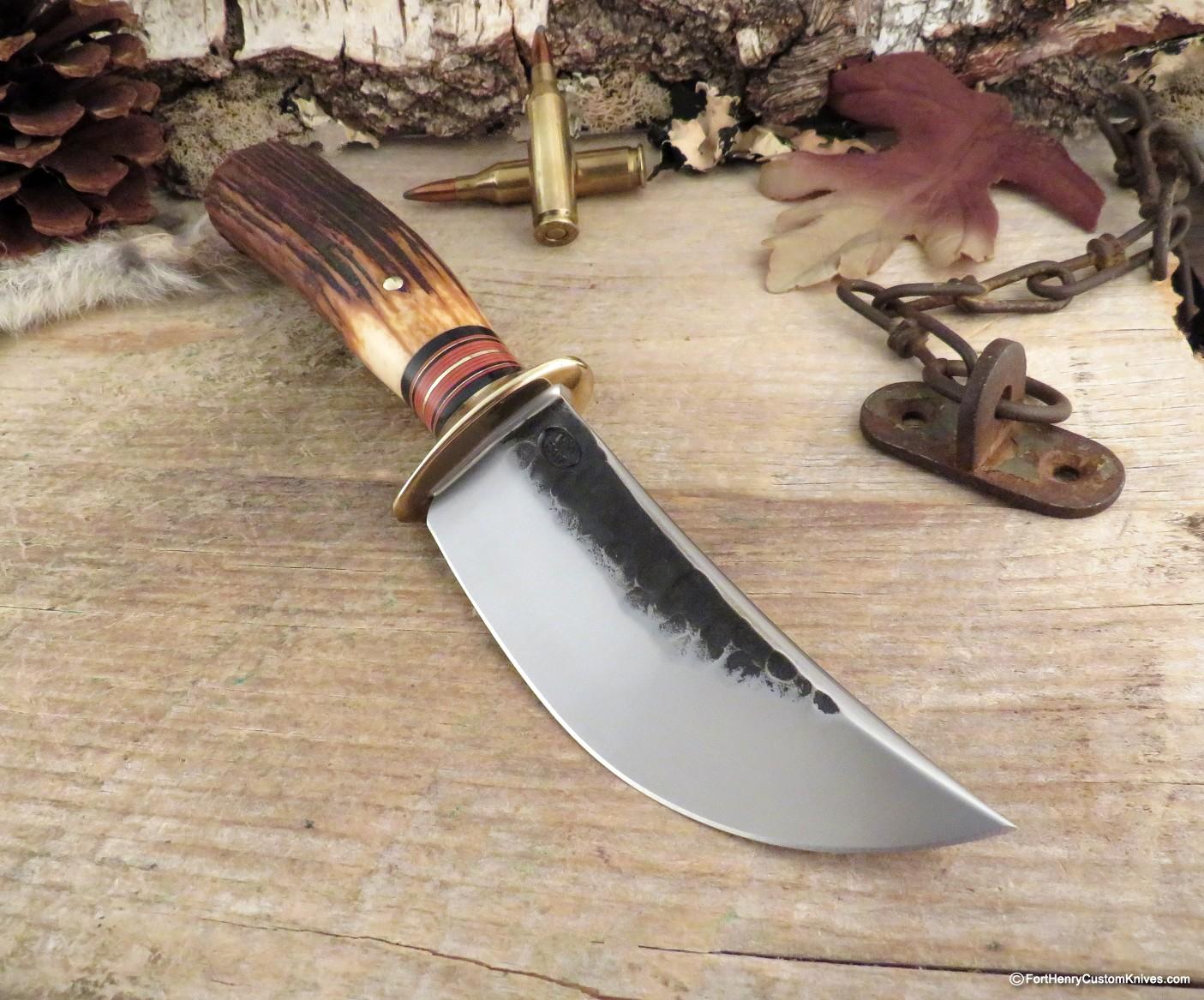 Jim Behring ~ Treeman Knives - Fox River Hunter - Amber Sambar Stag