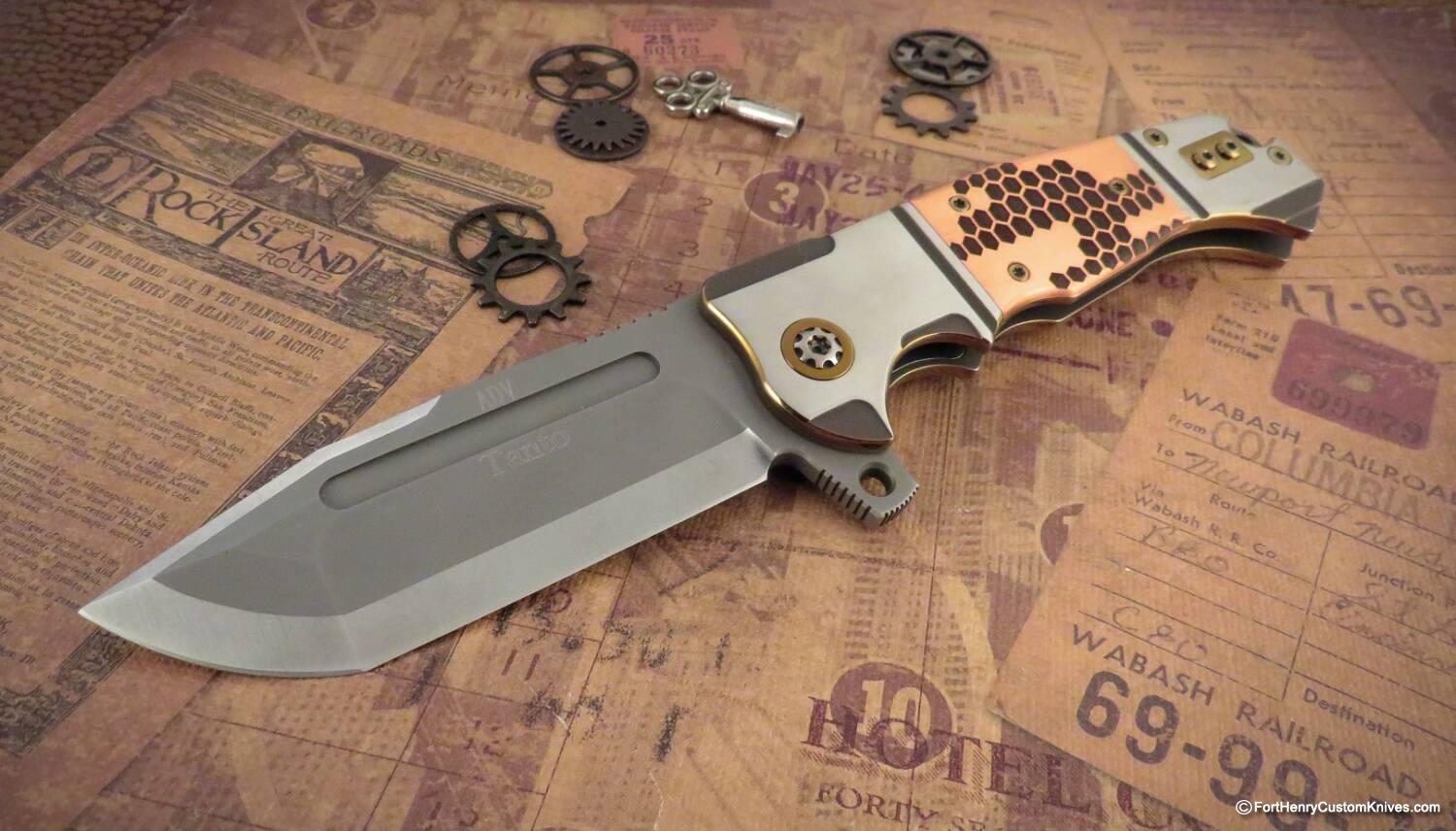 Andre de Villiers - Custom G2 Tanto Flipper - Copper Honeycomb