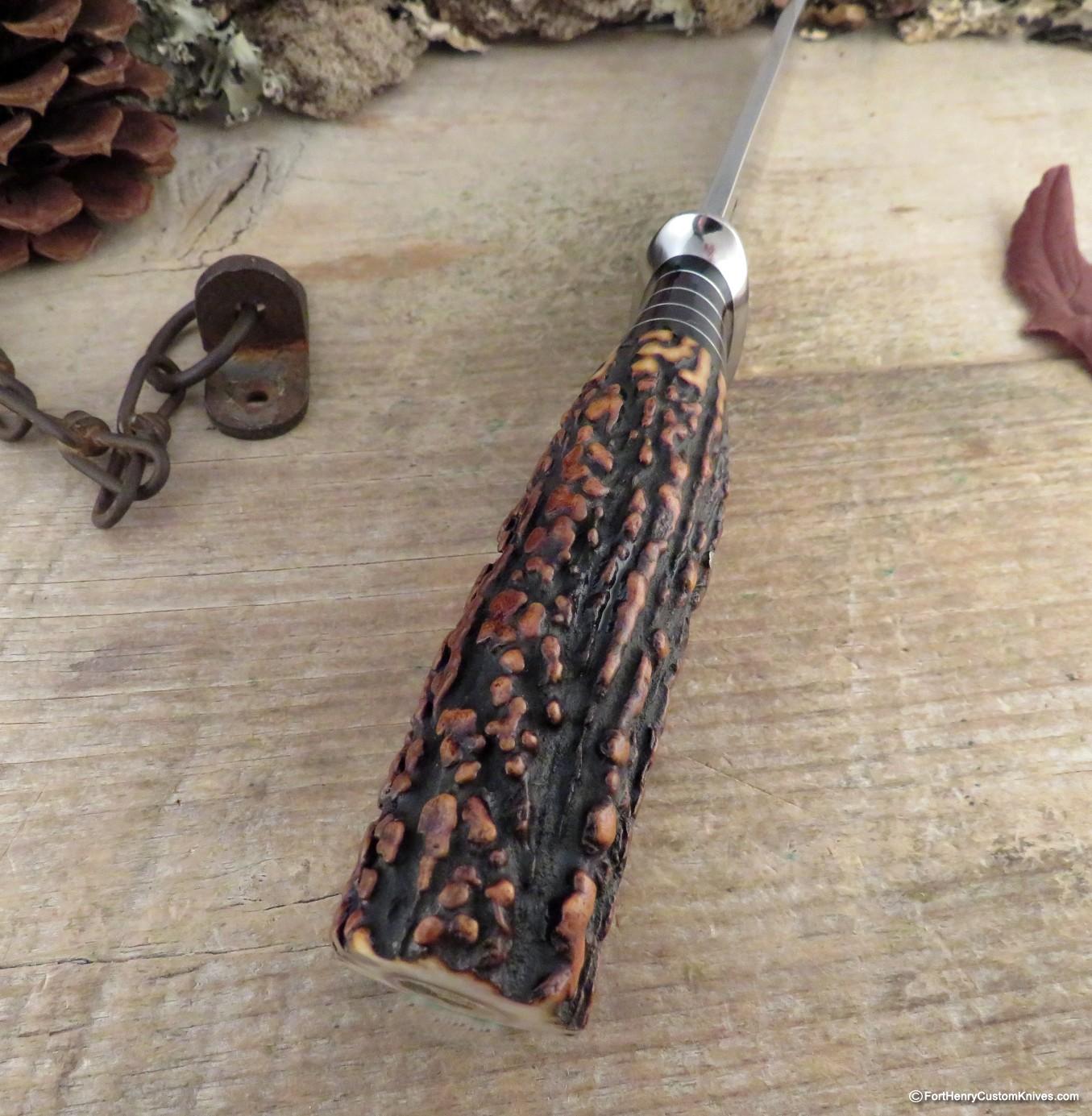 Mike Malosh - Custom Gambler's Bowie - Hand Forged - Popcorn Stag - Image 4