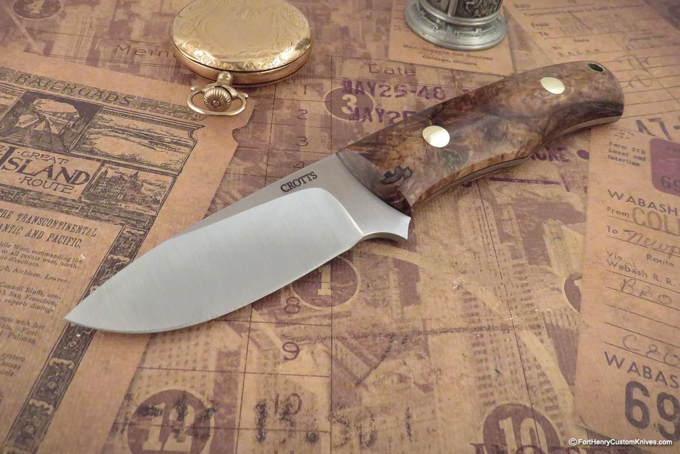 Dan Crotts - Custom Drop Point - Maple Burl - Magnacut