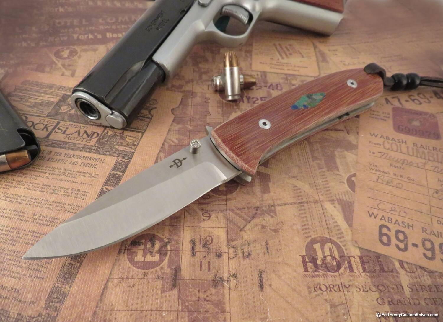 Bob Dozier - Rare Tactical / Utility Hunter - Vintage Cross Cut Micarta