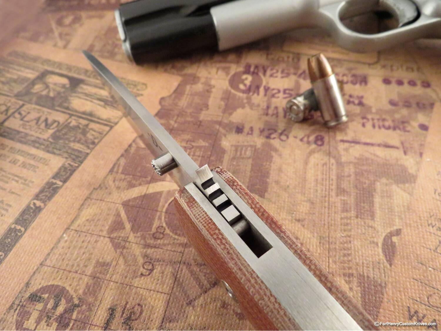 Bob Dozier - Rare Tactical / Utility Hunter - Vintage Cross Cut Micarta - Image 2