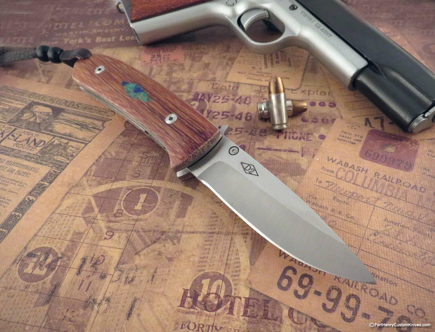 Bob Dozier - Rare Tactical / Utility Hunter - Vintage Cross Cut Micarta - Image 4