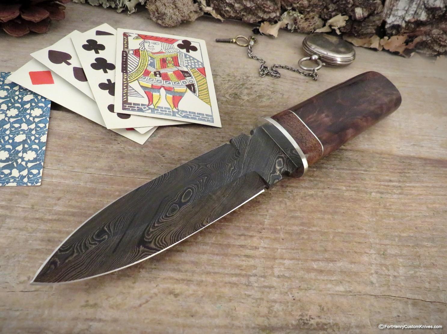 Herb Derr - Gambler's Dagger - Rare Twist Damasc - Walnut Burl