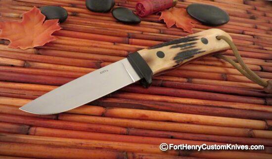 Hiroaki Ohta - Sambar Stag Deep Woods Belt Knife - Leather Sheath