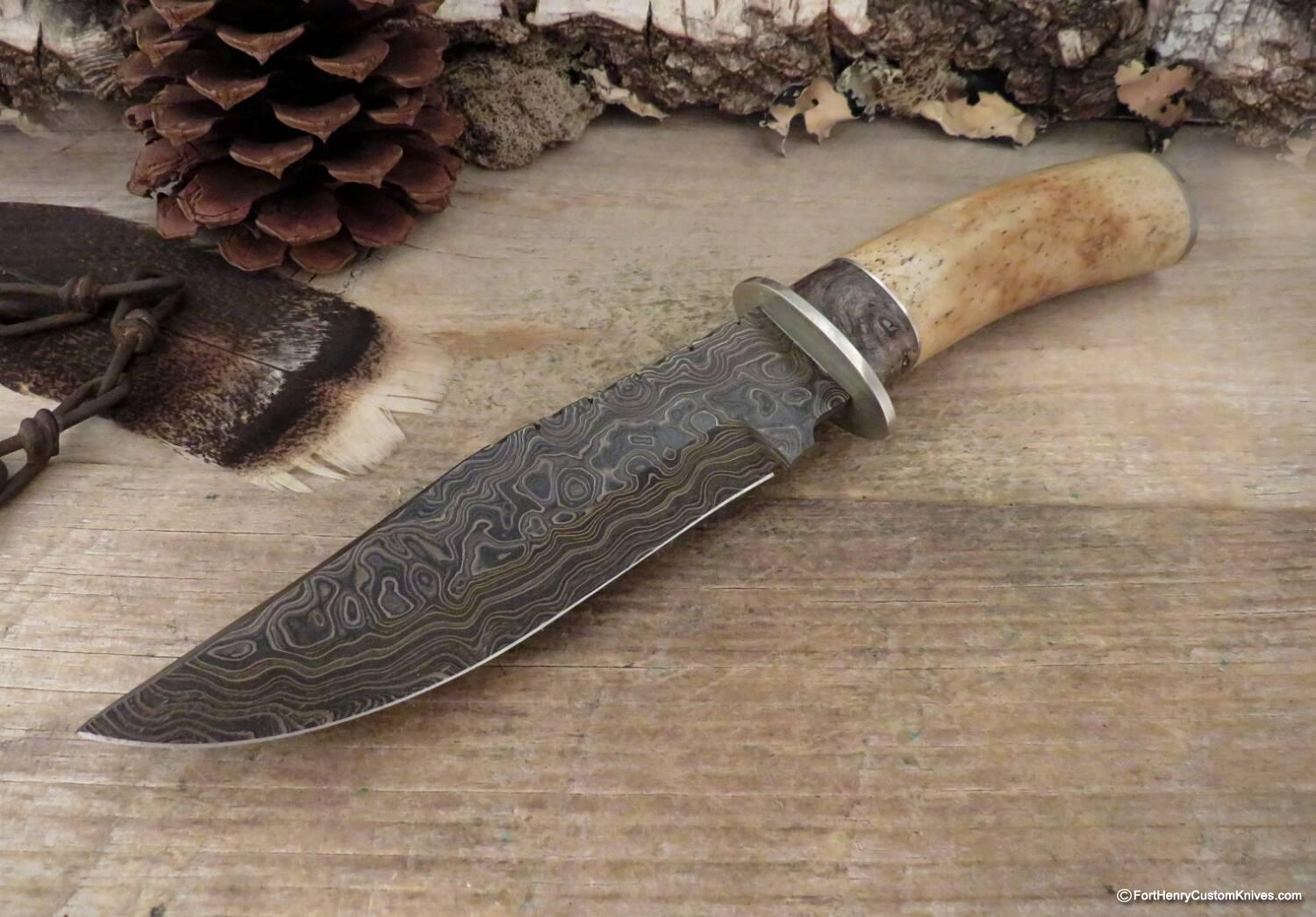 Herb Derr - Rare Cowboy Clip Point - Hand Forged Damascus