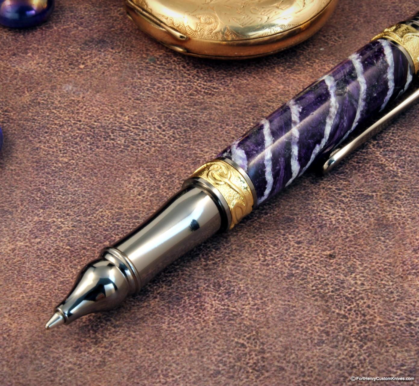 Courtney Turnage - Custom Mammoth Tooth Pen - Leather Sheath - Image 4