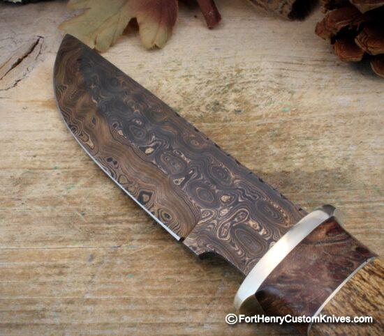 Herb Derr - Rare Cowboy Bowie - Hand Forged Damasc - Sea Cow Rib - Image 2