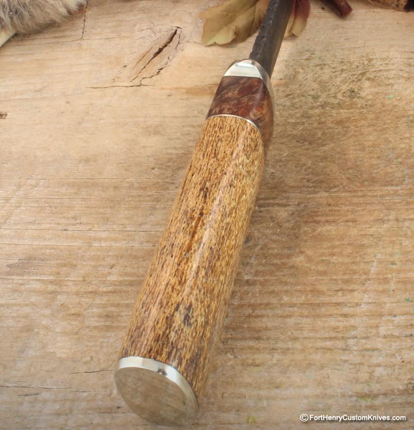 Herb Derr - Rare Cowboy Bowie - Hand Forged Damasc - Sea Cow Rib - Image 4