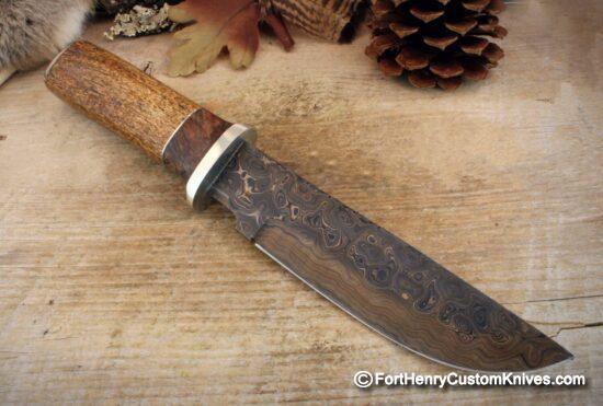 Herb Derr - Rare Cowboy Bowie - Hand Forged Damasc - Sea Cow Rib - Image 5