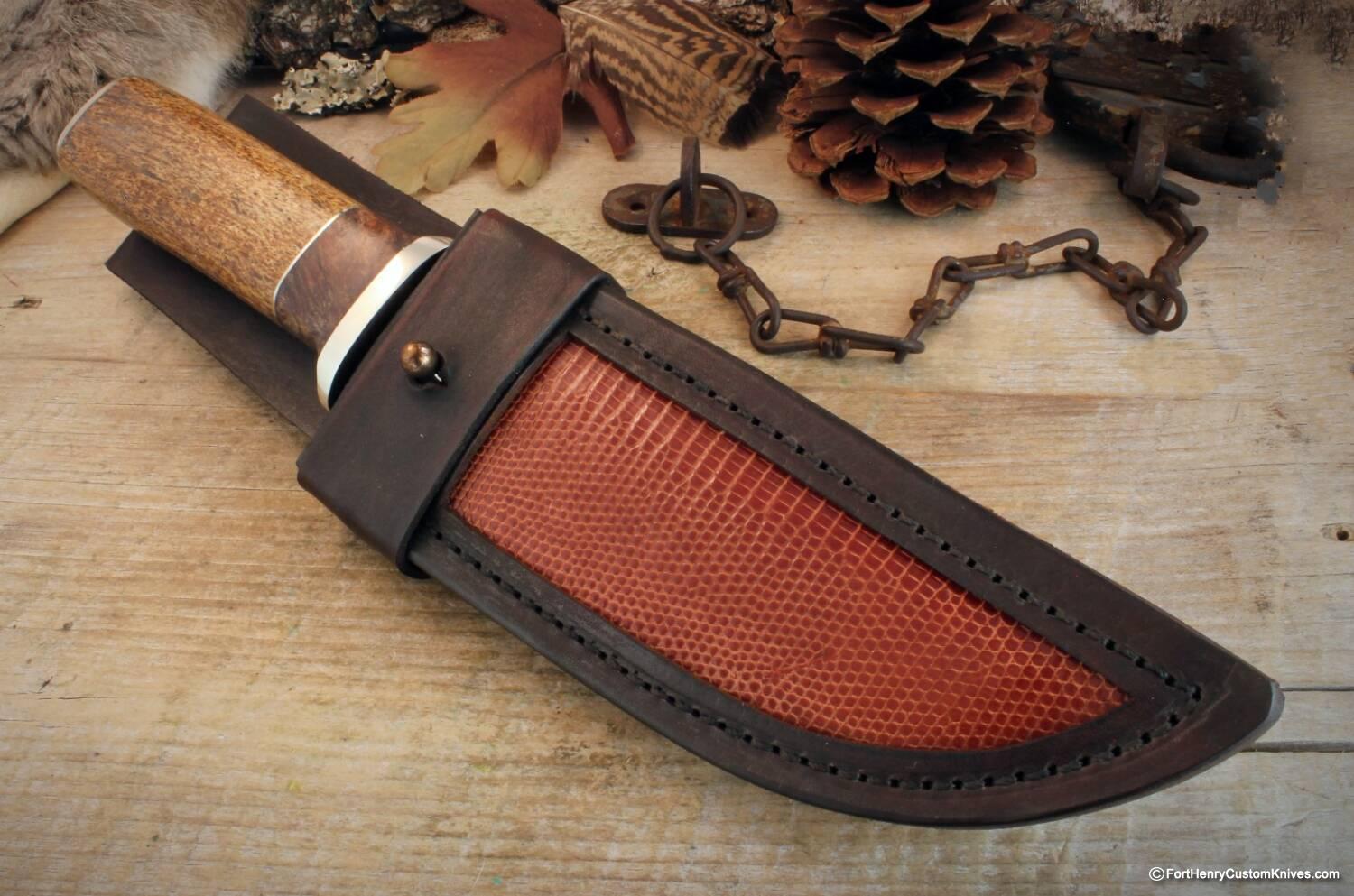 Herb Derr - Rare Cowboy Bowie - Hand Forged Damasc - Sea Cow Rib - Image 6